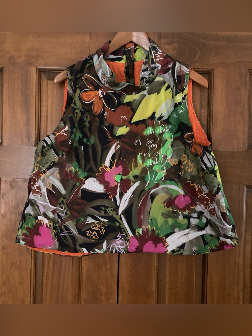 BURU Artisan Floral Print Sleeveless Cotton top women’s size XL